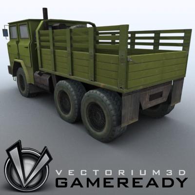 3D Model of Game-ready model of Chinese Shaanxi SX2150 5 tonne truck with four textures (2x1024x1024(hull, backet)+512x256(wheels)+512x512(glass)) - 3D Render 1